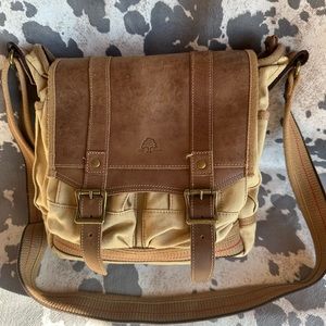TSB Brand Earth & Style Tan & Brown Canvas Crossbody with some Leather Trim